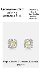 Close-up of cushion cut yellow diamond stud earrings with micro pave halo setting