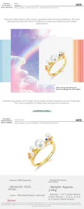 Vue détaillée d'une bague en argent S925 plaquée or 10k avec des zircons colorés