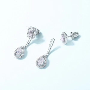 Boucles d'oreilles moissanite en argent S925 avec pendentifs amovibles et ajustables