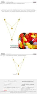 Detailed size chart for S925 silver double-layer necklace with colorful gemstones
