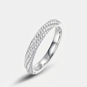 Anello Intrecciato in Argento Sterling 925 Minimalista per Uomo e Donna Placcato in Platino e Oro Fascia Geometrica Gioielli di Moda Accessori per le Dita