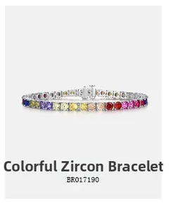 Close-up of S925 silver bracelet with vibrant rainbow zircon inlay and secure clasp