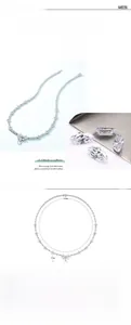 Detailed view of S925 sterling silver floral necklace with 5A zircons and size specifications