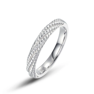 Anello minimalista in argento sterling S925 con trama a doppia corda intrecciata