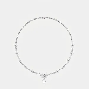 925 Sterling Silver Zirconia Necklace For Women Full Diamond Clavicle Chain European Style Light Luxury Fashion Jewelry