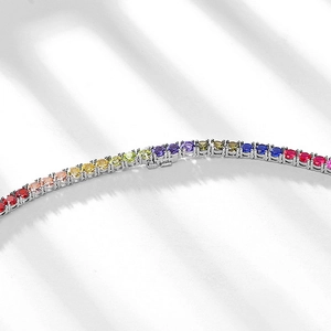 Rainbow tennis bracelet featuring vibrant gradient cubic zirconia in 925 sterling silver