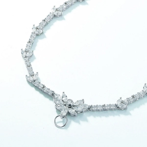 Sparkling S925 sterling silver necklace with marquise-cut 5A cubic zirconia stones