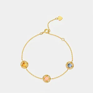 Bracciale Arcobaleno in Argento Sterling 925 per Donna Minimalista Placcato Oro Geometrico Strass Pietra Sintetica Braccialetto Gioielli