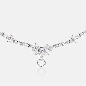 Sparkling S925 silver full diamond necklace with marquise zircon butterfly motif