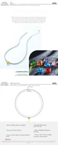 Detailed specs of S925 silver heart necklace with 10x10mm yellow high carbon diamond