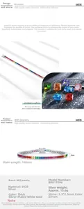 Detailed size specifications of S925 silver rainbow zircon bracelet with 4mm width