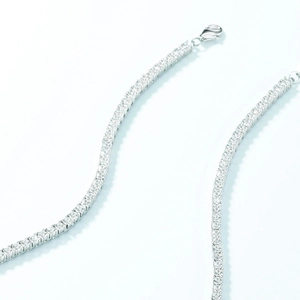 S925 sterling silver tennis necklace with sparkling cubic zirconia and lobster clasp