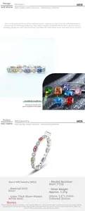 Detail view of rainbow zircon S925 silver band showing 2.8mm width and colorful stones