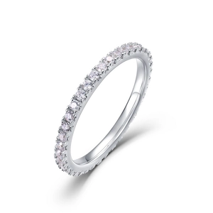 Eternity band ring in S925 sterling silver with sparkling white zircon stones