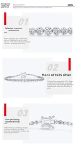 Detailed view of S925 sterling silver moissanite bracelet with secure clasp and prong setting