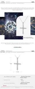 Gros plan du pendentif croix en argent S925 serti de pierres de moissanite brillantes
