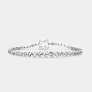 925 Sterling Silver Moissanite Tennis Bracelet For Women Round Cut Full Diamond Inlaid Bracelet With GRA Certificate Luxury Jewelry