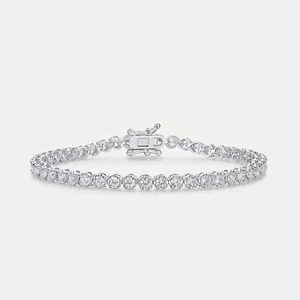 925 Sterling Silver Moissanite Tennis Bracelet Round Cut Luxurious Minimalist Fashion Commute Jewelry For Women Wedding Celebration Gift