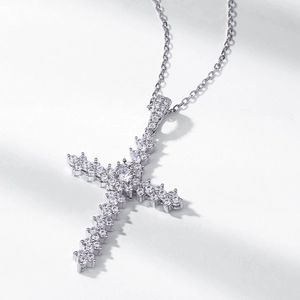 Collier avec pendentif croix en argent sterling S925 et moissanite pour hommes et femmes