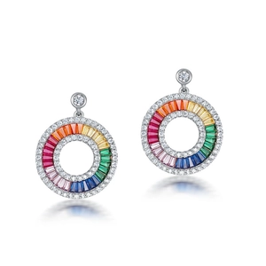 Elegante S925 Silber-Ohrhänger mit regenbogenfarbenen Zirkonia und kristallinem Heiligenschein
