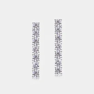 925 Sterling Silver Moissanite Tassel Long Drop Earrings D Color VVS Elegant Linear Earrings For Wedding Party Women Jewelry