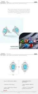 Detailed view of light blue teardrop studs with S925 silver pave and 18x11mm dimensions