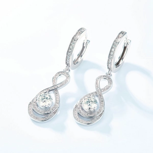925 Sterling Silver Moissanite Dangle Earrings Infinity Waterdrop Dangles With GRA Certificate Luxury Fashion Women Jewelry