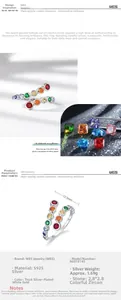 Detailed view of S925 sterling silver ring featuring colorful square cubic zirconia stones