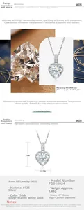 Détail du pendentif cœur en argent S925 avec diamant carbone 10mm serti à griffes
