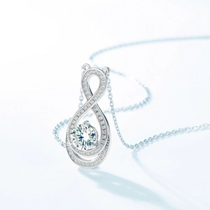 Collana in Argento Sterling 925 Moissanite Ciondolo Infinito Strass Catena con Certificato GRA Gioielli Moda Donna