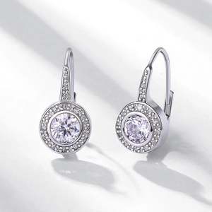Orecchini a Cerchio in Argento Sterling 925 Con Moissanite per Donna Orecchini Pendenti Halo Tondi Di Lusso Con Strass Gioielli