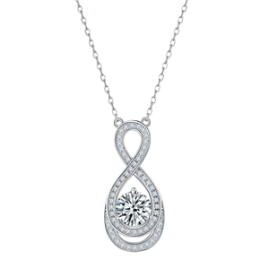 Collana infinito in argento S925 con pendente in moissanite e cristalli brillanti