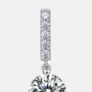 Elegant S925 sterling silver drop earrings with brilliant round moissanite and claw setting