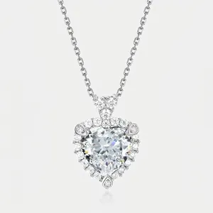 Luxury 925 Sterling Silver Heart Pendant High Carbon Zirconia Heart Shaped Jewelry For Women Pendant Only Without Chain