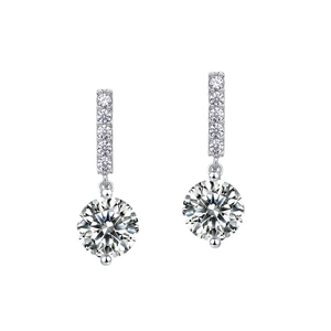 Sparkling S925 sterling silver moissanite drop earrings with brilliant round cut stones