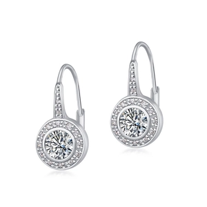 Orecchini a goccia in argento S925 con moissanite e montatura halo con pavé di diamanti
