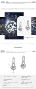 Details zu Größe und Gewicht der Moissanit-Ohrringe aus S925 Sterling Silber im Schneeflocken-Stil