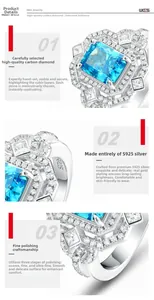 Detailed macro view of S925 sterling silver stamp and polished band with blue gemstone