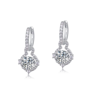 Elegante S925 Silber Ohrhänger mit Moissanit-Steinen und floralem Halo-Design für Damen