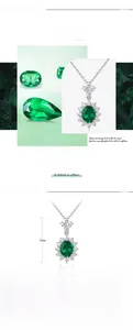 Detail view of emerald sunflower pendant with 2.42ct stone and S925 silver base size 28mm