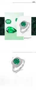 Macro shot of 2.86ct emerald green carbon diamond set in S925 sterling silver ring band