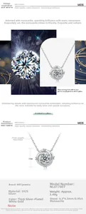 Detail of 0.95ct moissanite necklace in flower-shaped S925 sterling silver setting