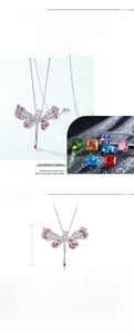 Détails du pendentif libellule en argent S925 avec diamant rose et pavé de zircons fins