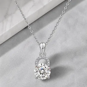 925 Sterling Zilver Moissaniet Hanger Zonder Ketting Ronde Briljante Slijpvorm Fonkelende Lab Diamanten Hanger Voor Vrouwen Huwelijksgeschenk
