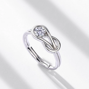 Elegant S925 sterling silver moissanite ring with infinity design and adjustable band