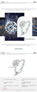 Vista macro dell'anello in argento S925 moissanite con pietra da 0,96ct e sei griffe