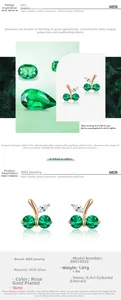 Detail view of 0.4ct lab-grown emerald cherry earring in S925 silver rose gold finish