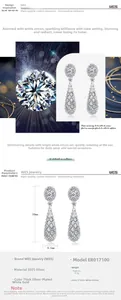 Detail specifications of hollow teardrop earrings in S925 silver with sparkling zircon stones