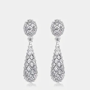 Hollow Shiny Zirconia Teardrop Earrings 925 Sterling Silver Earring Post Vintage Inlaid Water Drop Drop Earrings For Women Jewelry