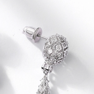 Hollow teardrop earrings in S925 silver with sparkling pavé zircons and colorful stones